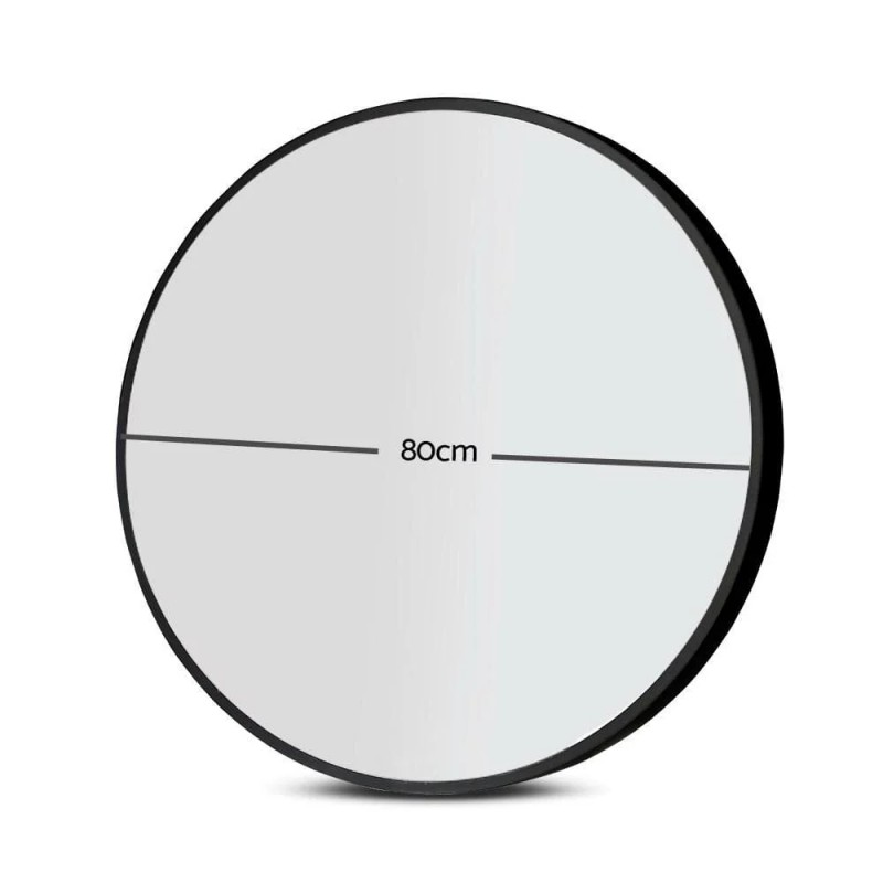 Embellir Wall Mirror Makeup 80cm Home Decor Framed Mirrors Bathroom Round Black Embellir Wall Mirror Makeup 80cm Home Decor Framed Mirrors Bathroom Round Black