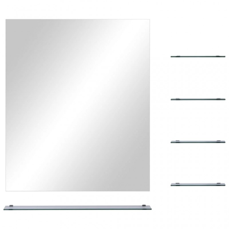 Wall Mirror with 5 Shelves Silver 50x60 cm Wall Mirror with 5 Shelves Silver 50x60 cm