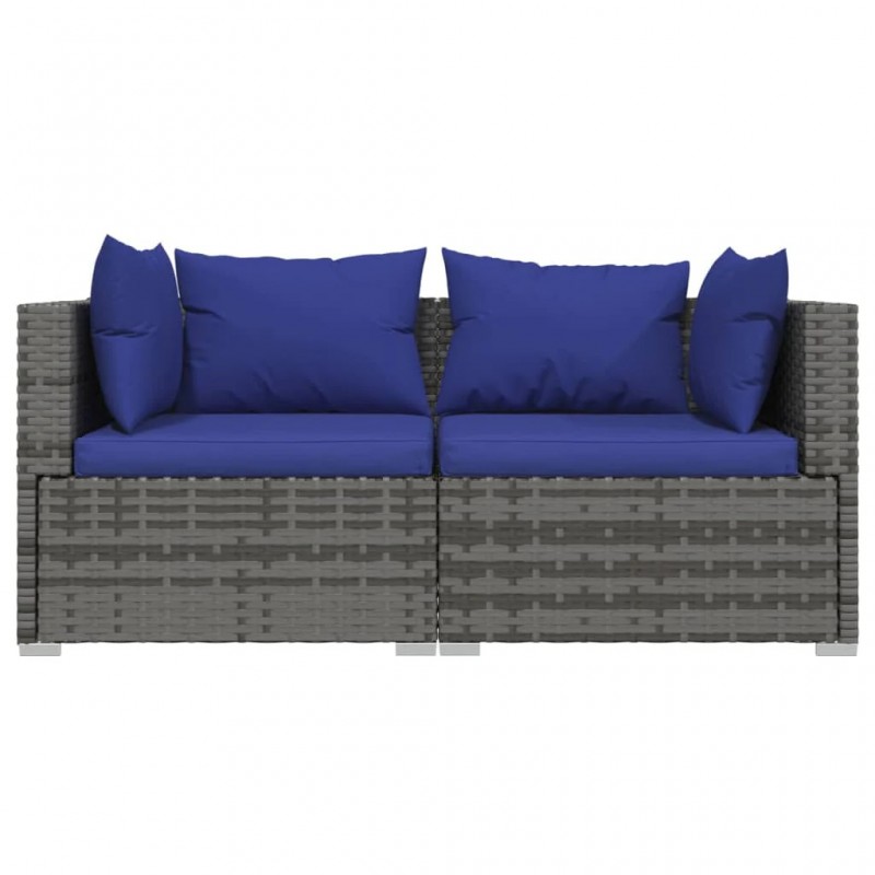 2-Seater Sofa with Cushions Grey Poly Rattan 2-Seater Sofa with Cushions Grey Poly Rattan