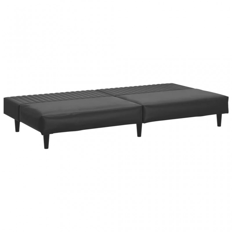 2-Seater Sofa Bed Black Faux Leather 2-Seater Sofa Bed Black Faux Leather