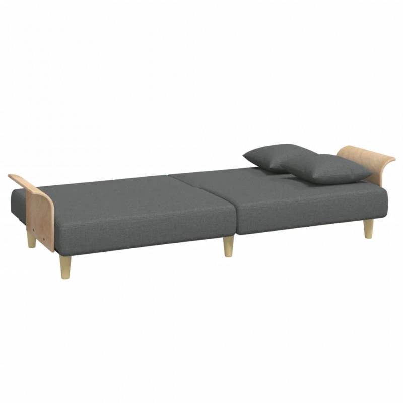 Sofa Bed with Armrests Dark Grey Fabric Sofa Bed with Armrests Dark Grey Fabric