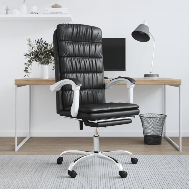 Reclining Office Chair Black Faux Leather Reclining Office Chair Black Faux Leather