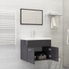 2 Piece Bathroom Furniture Set High Gloss Grey Engineered Wood