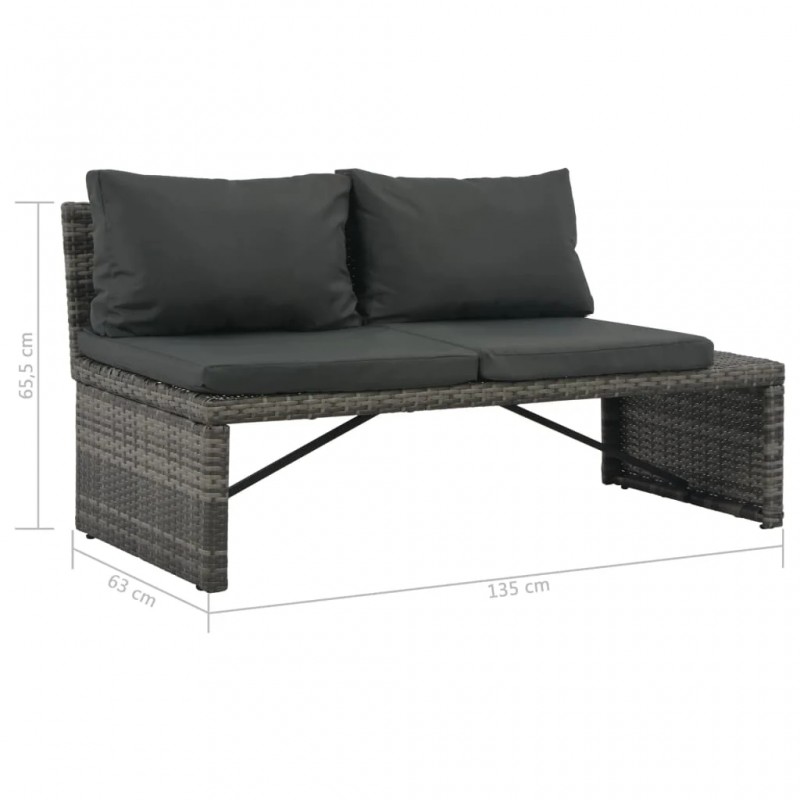 3 Piece Garden Lounge Set with Cushions Poly Rattan Grey 3 Piece Garden Lounge Set with Cushions Poly Rattan Grey