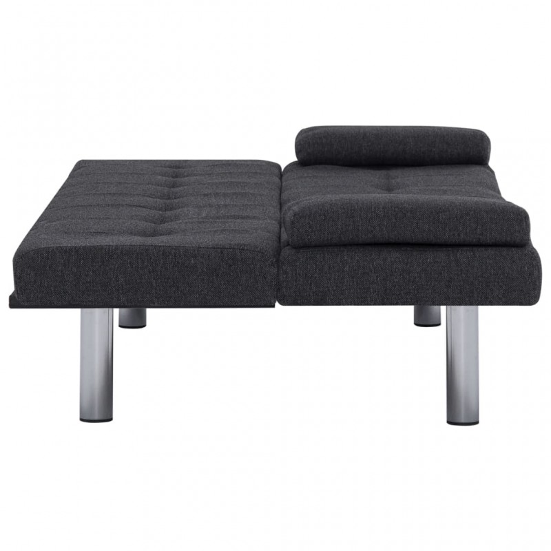 Sofa Bed with Two Pillows Dark Grey Polyester Sofa Bed with Two Pillows Dark Grey Polyester