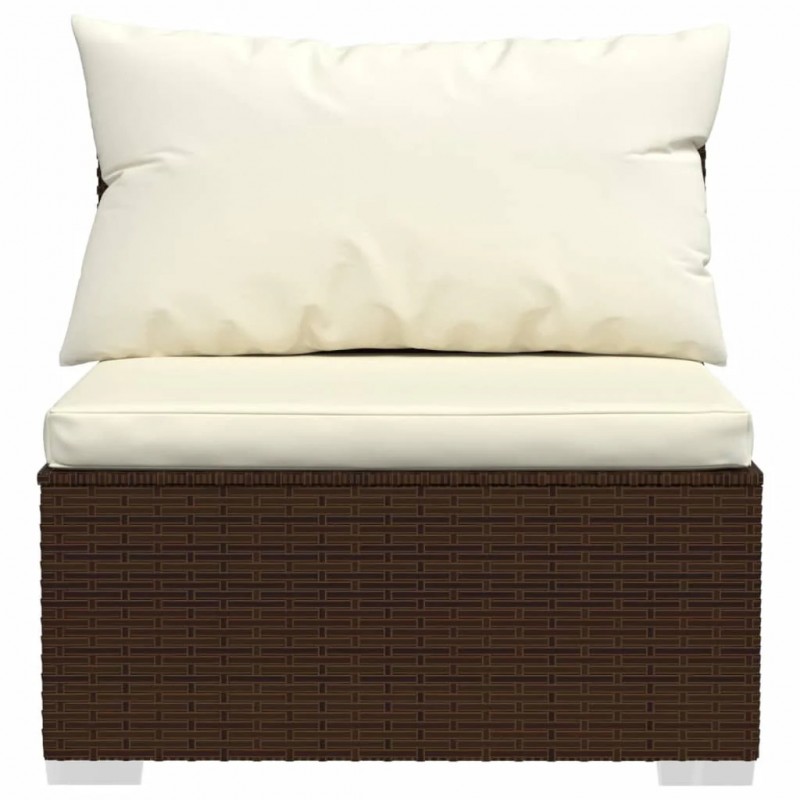 3-Seater Sofa with Cushions Brown Poly Rattan 3-Seater Sofa with Cushions Brown Poly Rattan