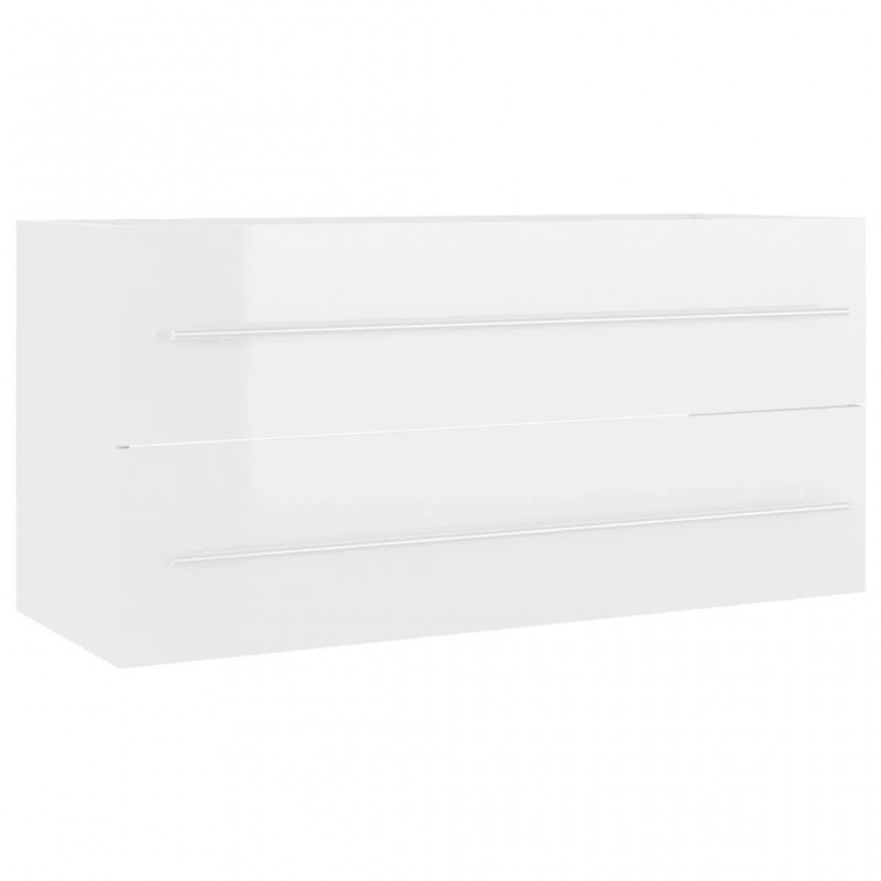 2 Piece Bathroom Furniture Set High Gloss White Engineered Wood 2 Piece Bathroom Furniture Set High Gloss White Engineered Wood