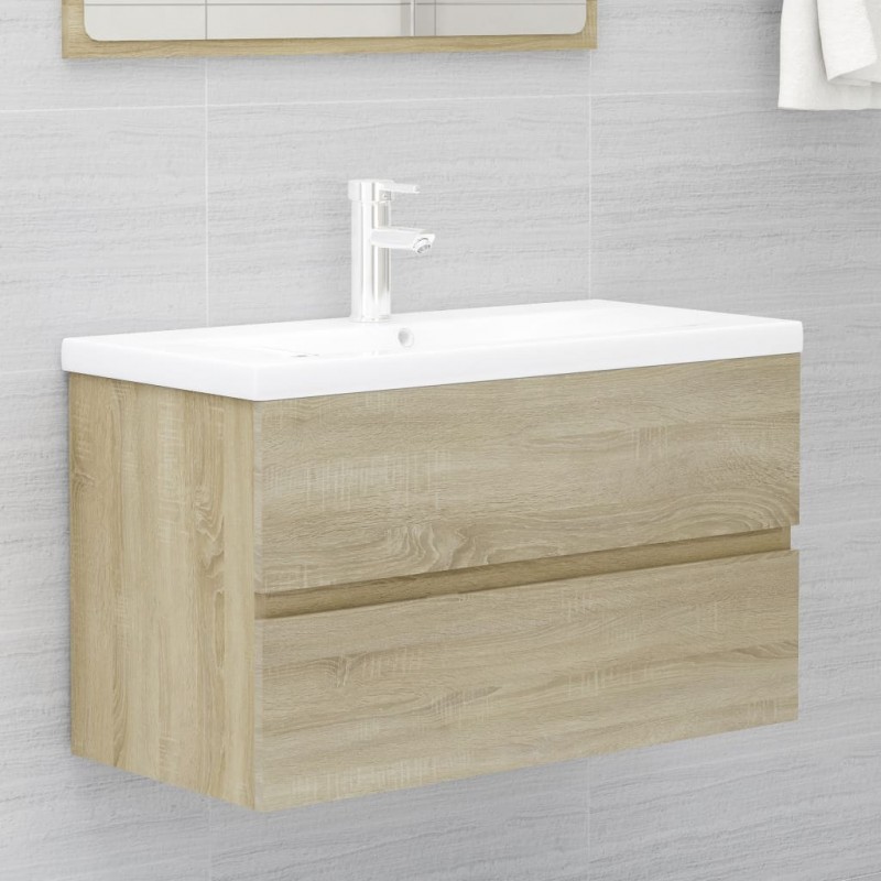 2 Piece Bathroom Furniture Set Sonoma Oak Engineered Wood 2 Piece Bathroom Furniture Set Sonoma Oak Engineered Wood