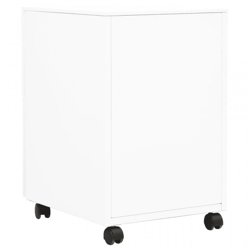 Mobile File Cabinet 3 Drawers White Steel Mobile File Cabinet 3 Drawers White Steel