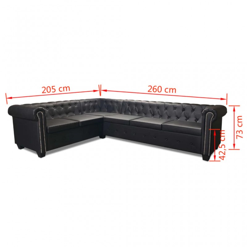 Chesterfield Corner Sofa 6-Seater Artificial Leather Black Chesterfield Corner Sofa 6-Seater Artificial Leather Black