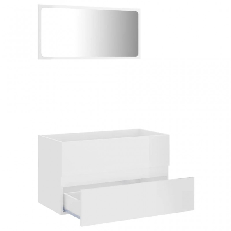 2 Piece Bathroom Furniture Set High Gloss White Engineered Wood 2 Piece Bathroom Furniture Set High Gloss White Engineered Wood