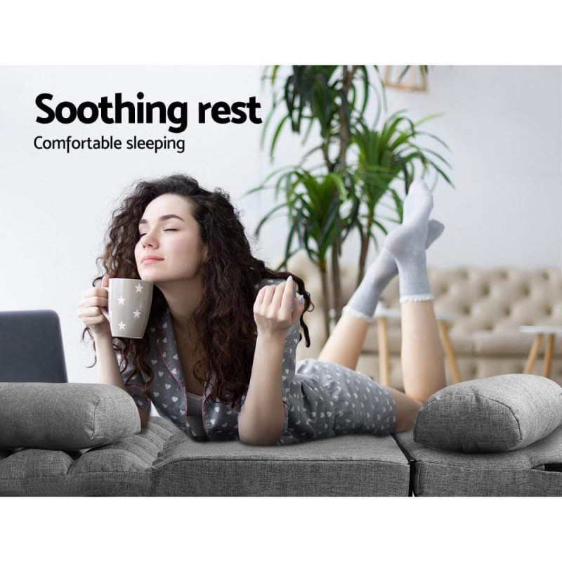 Artiss Lounge Sofa Bed 2-seater Grey Fabric Artiss Lounge Sofa Bed 2-seater Grey Fabric