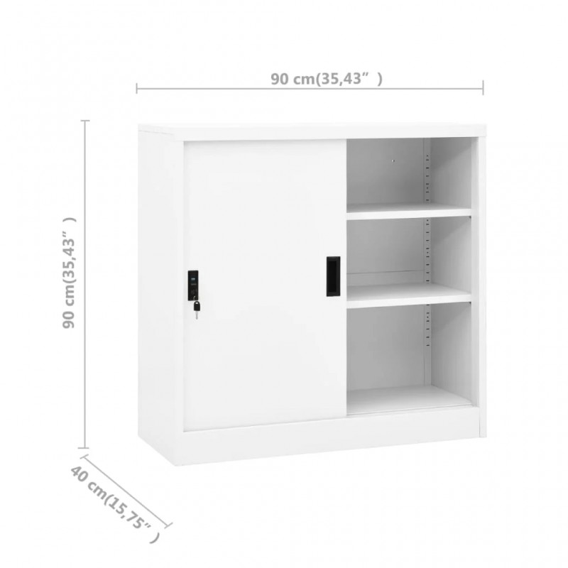 Office Cabinet with Sliding Door White 90x40x90 cm Steel Office Cabinet with Sliding Door White 90x40x90 cm Steel