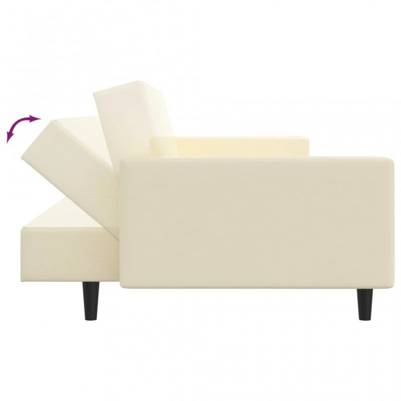 2-Seater Sofa Bed Cream Faux Leather 2-Seater Sofa Bed Cream Faux Leather