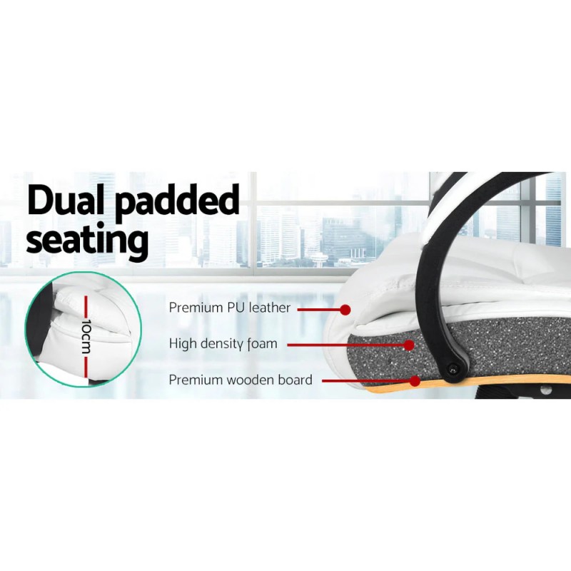 Artiss Executive Office Chair Leather Tilt White Artiss Executive Office Chair Leather Tilt White