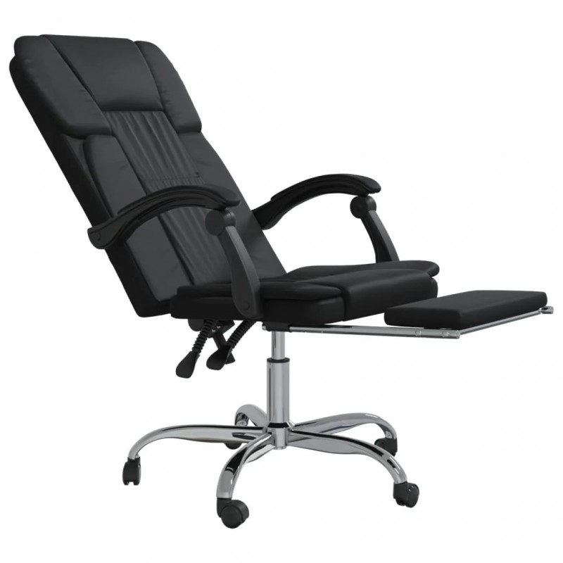 Reclining Office Chair Black Faux Leather Reclining Office Chair Black Faux Leather