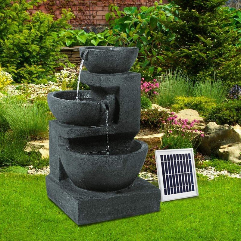 Gardeon Solar Water Feature with LED Lights 3-Tier Bowls 60cm Gardeon Solar Water Feature with LED Lights 3-Tier Bowls 60cm