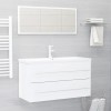 2 Piece Bathroom Furniture Set High Gloss White Engineered Wood