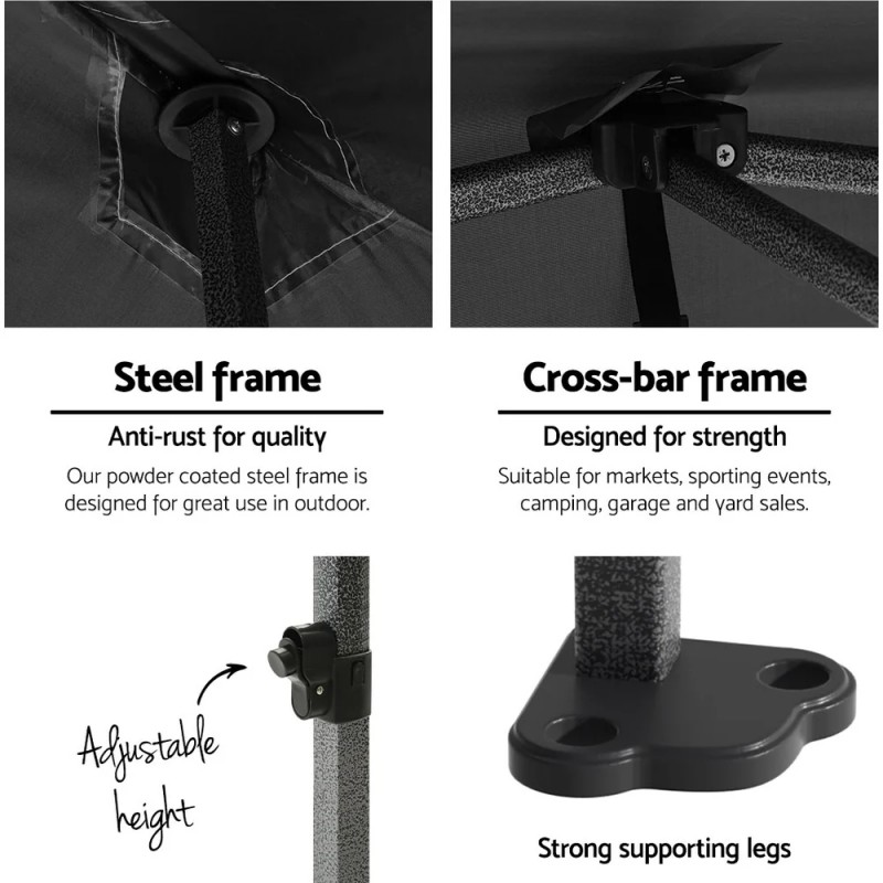 Instahut Gazebo Pop Up Marquee 3x6m Folding Tent Wedding Outdoor Camping Canopy Gazebos Shade Black Instahut Gazebo Pop Up Marquee 3x6m Folding Tent Wedding Outdoor Camping Canopy Gazebos Shade Black