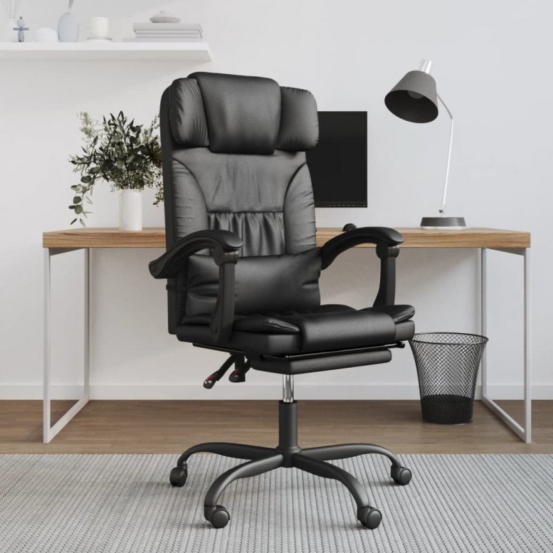 Reclining Office Chair Black Faux Leather Reclining Office Chair Black Faux Leather