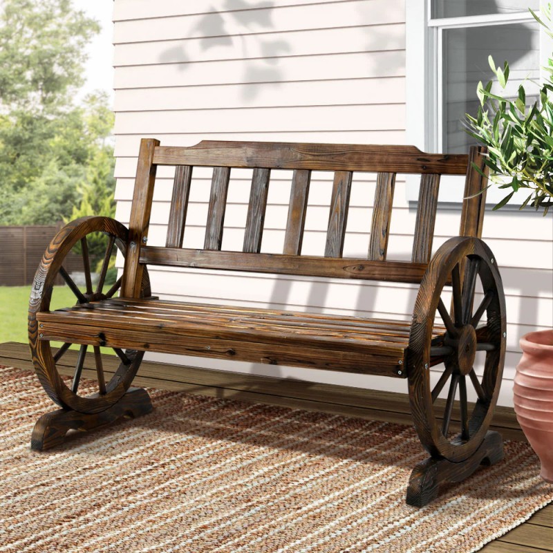Gardeon Outdoor Garden Bench Wooden 2 Seater Wagon Chair Patio Furniture Brown Gardeon Outdoor Garden Bench Wooden 2 Seater Wagon Chair Patio Furniture Brown