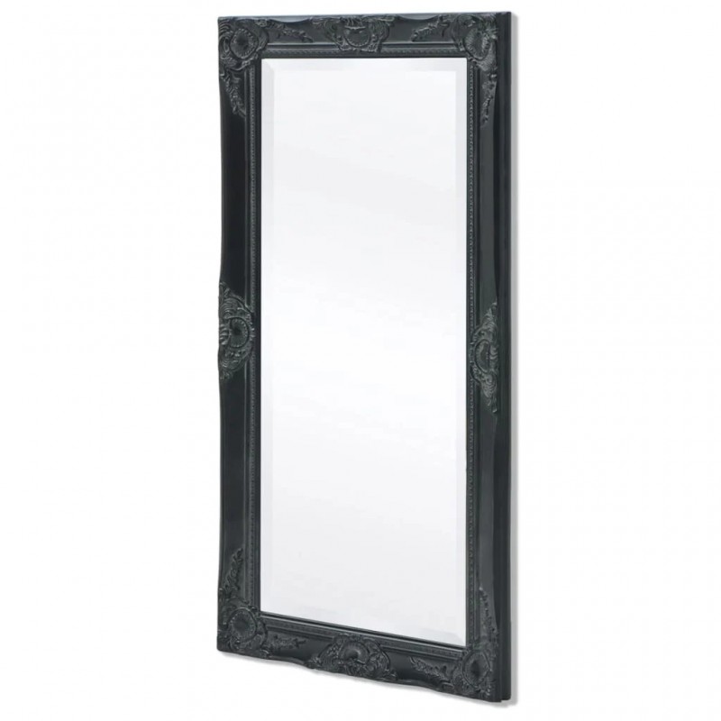 Wall Mirror Baroque Style 100x50 cm Black Wall Mirror Baroque Style 100x50 cm Black