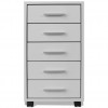 Office Drawer Unit with Castors 5 Drawers White