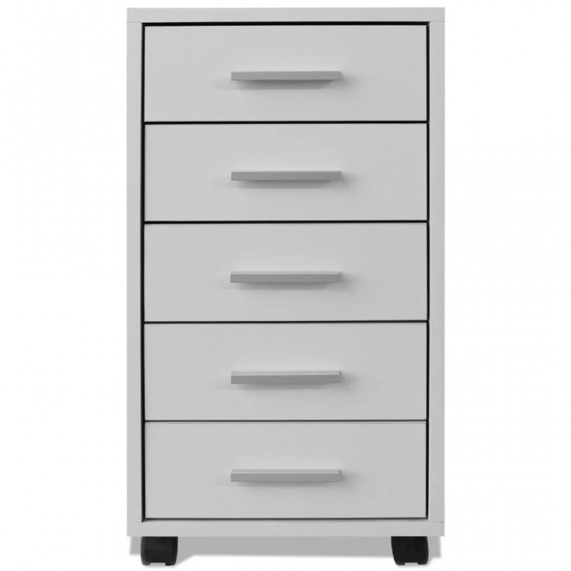 Office Drawer Unit with Castors 5 Drawers White Office Drawer Unit with Castors 5 Drawers White