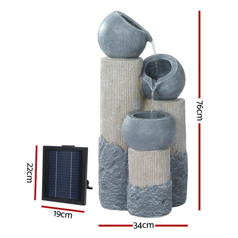 Gardeon Solar Water Feature with LED Lights 3 Tiers 76cm Gardeon Solar Water Feature with LED Lights 3 Tiers 76cm