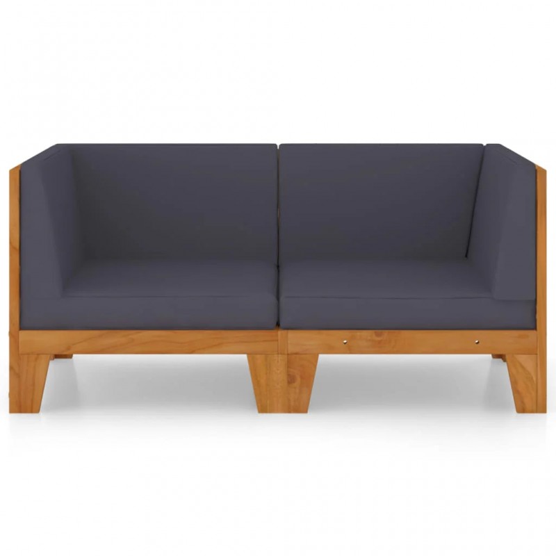 2-Seater Sofa with Dark Grey Cushions Solid Acacia Wood 2-Seater Sofa with Dark Grey Cushions Solid Acacia Wood