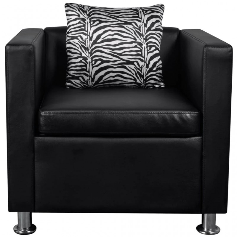 Sofa Set Artificial Leather 3-Seater 2-Seater Armchair Black Sofa Set Artificial Leather 3-Seater 2-Seater Armchair Black