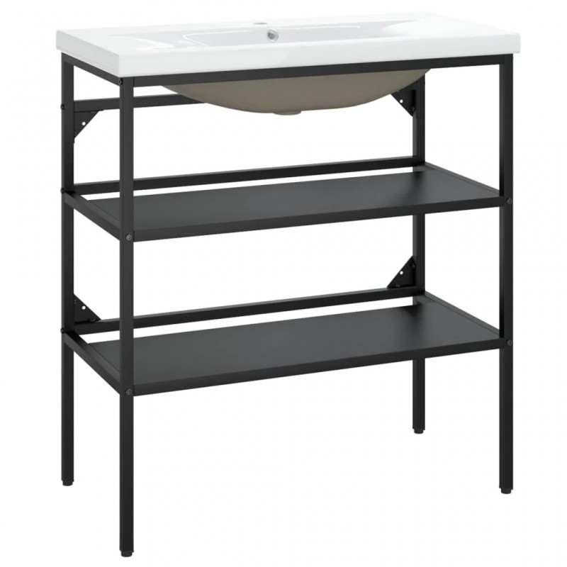 Bathroom Washbasin Frame with Built-in Basin Black Iron Bathroom Washbasin Frame with Built-in Basin Black Iron