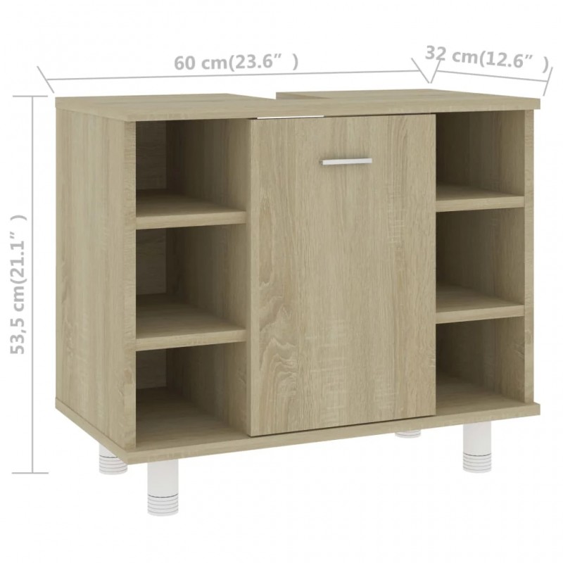 Bathroom Cabinet Sonoma Oak 60x32x53.5 cm Engineered Wood Bathroom Cabinet Sonoma Oak 60x32x53.5 cm Engineered Wood