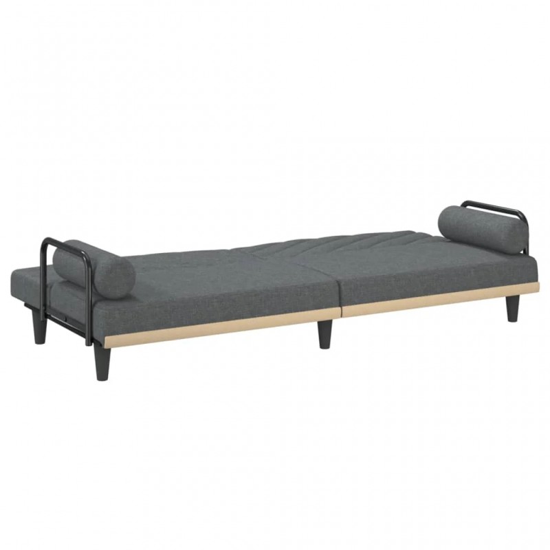 Sofa Bed with Armrests Dark Grey Fabric Sofa Bed with Armrests Dark Grey Fabric