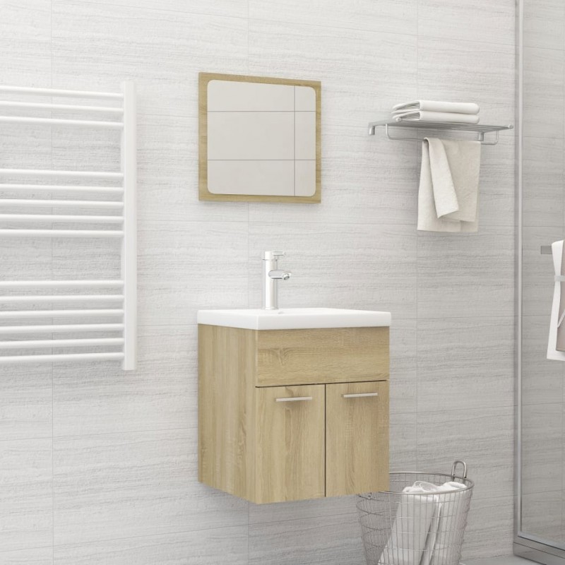 2 Piece Bathroom Furniture Set Sonoma Oak Engineered Wood