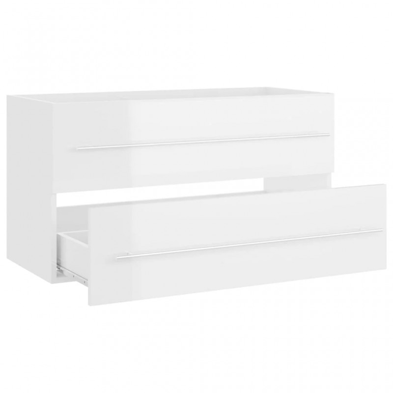 2 Piece Bathroom Furniture Set High Gloss White Engineered Wood 2 Piece Bathroom Furniture Set High Gloss White Engineered Wood