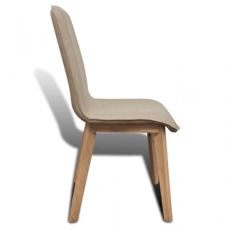 vidaXL Dining Chairs 2 pcs Beige Fabric and Solid Oak Wood vidaXL Dining Chairs 2 pcs Beige Fabric and Solid Oak Wood
