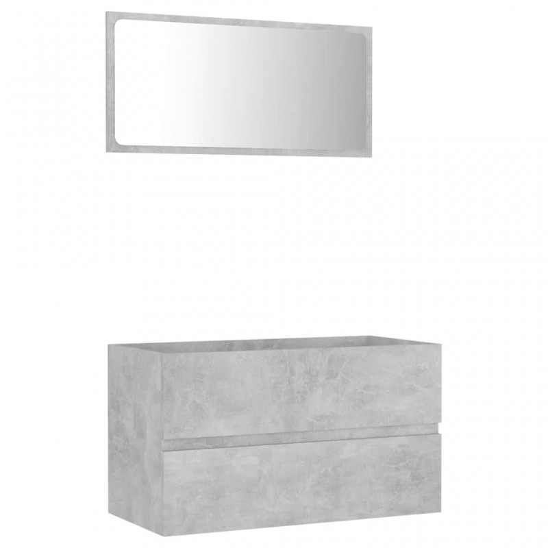 2 Piece Bathroom Furniture Set Concrete Grey Engineered Wood 2 Piece Bathroom Furniture Set Concrete Grey Engineered Wood