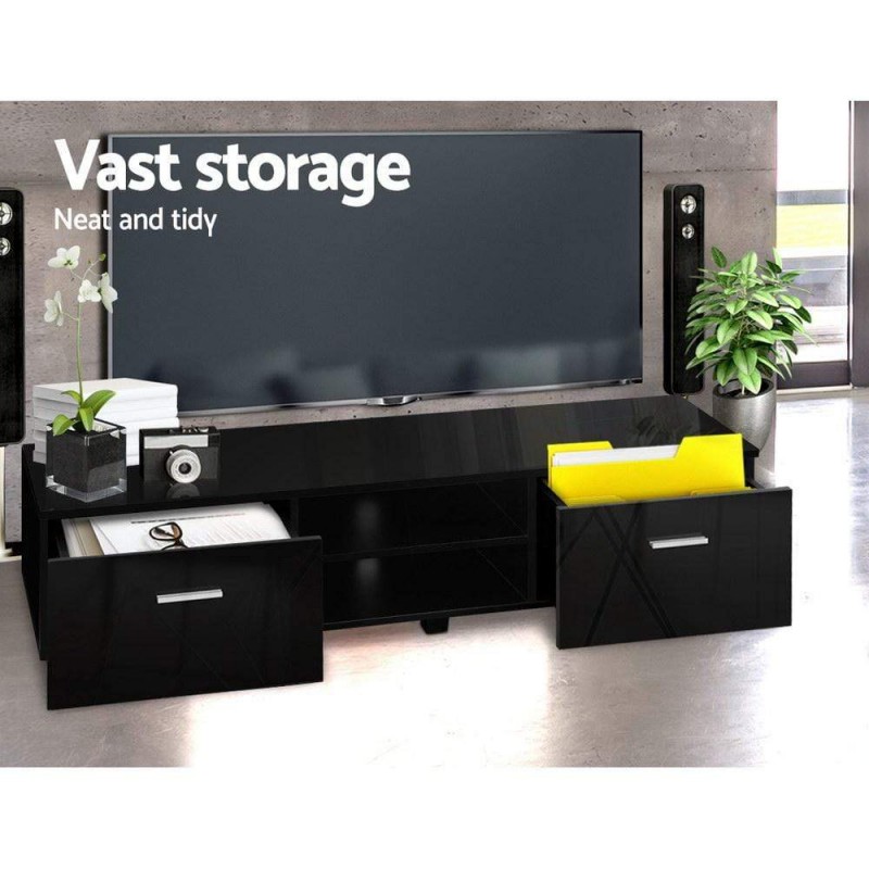 Artiss Entertainment Unit TV Cabinet 140cm Black Jim Artiss Entertainment Unit TV Cabinet 140cm Black Jim