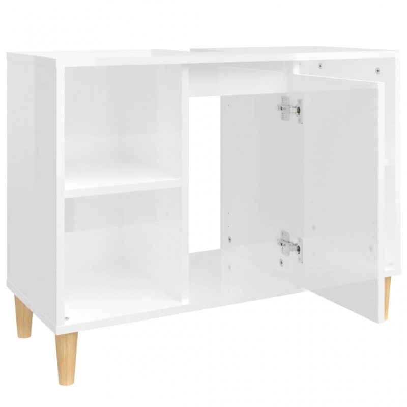 Sink Cabinet High Gloss White 80x33x60 cm Engineered Wood Sink Cabinet High Gloss White 80x33x60 cm Engineered Wood