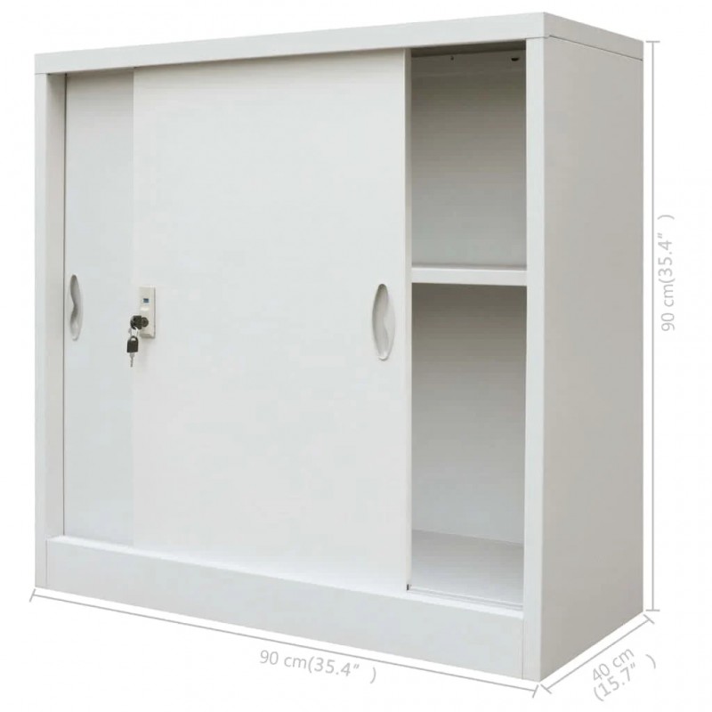 Office Cabinet with Sliding Doors Metal 90x40x90 cm Grey Office Cabinet with Sliding Doors Metal 90x40x90 cm Grey
