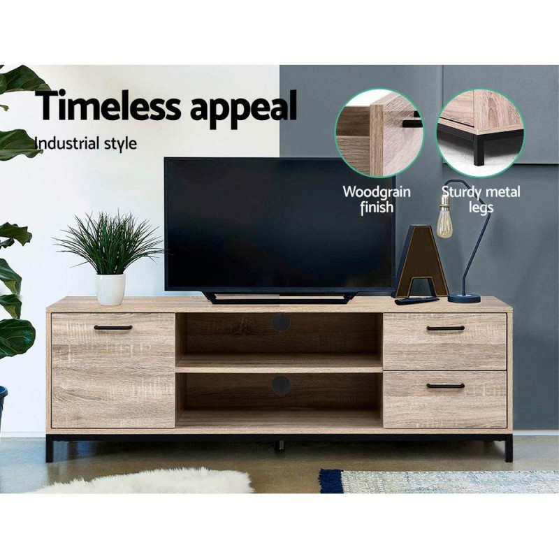 Artiss TV Cabinet Entertainment Unit 132cm Pine Tania Artiss TV Cabinet Entertainment Unit 132cm Pine Tania