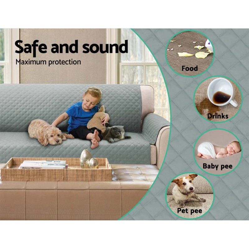 Artiss Sofa Cover Couch Covers 4 Seater 100% Water Resistant Grey Artiss Sofa Cover Couch Covers 4 Seater 100% Water Resistant Grey