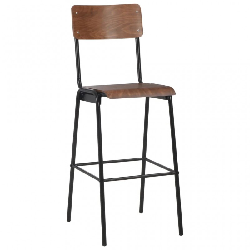 Bar Chairs 2 pcs Brown Solid Plywood Steel Bar Chairs 2 pcs Brown Solid Plywood Steel
