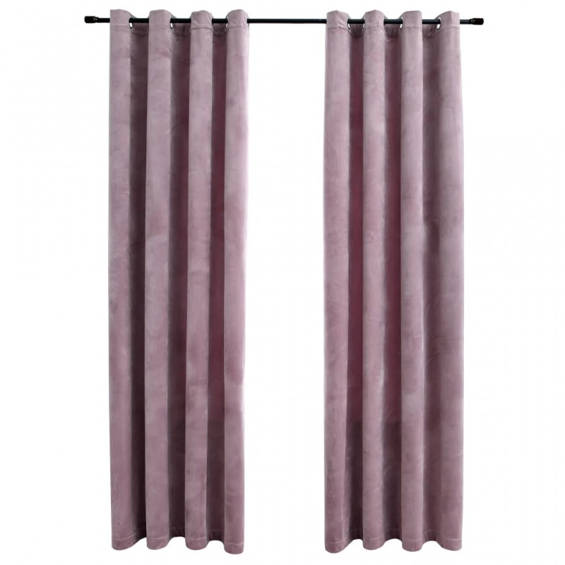 Blackout Curtains with Rings 2 pcs Velvet Antique Pink 140x245 cm Blackout Curtains with Rings 2 pcs Velvet Antique Pink 140x245 cm