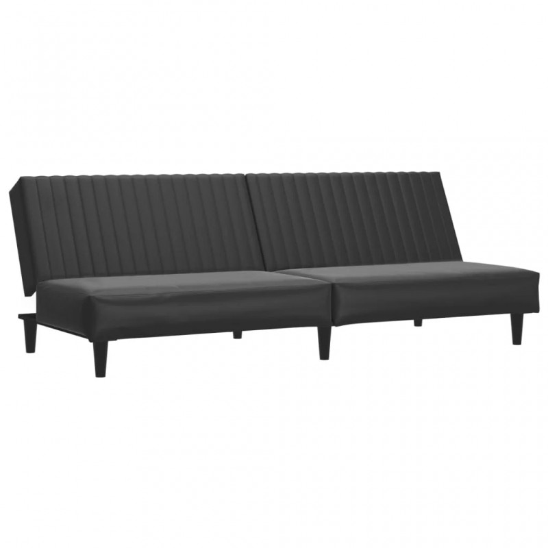 2-Seater Sofa Bed Black Faux Leather 2-Seater Sofa Bed Black Faux Leather