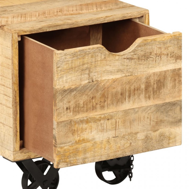 Side Table with Drawer Wheels Mango Wood 40x40x45 cm Side Table with Drawer Wheels Mango Wood 40x40x45 cm