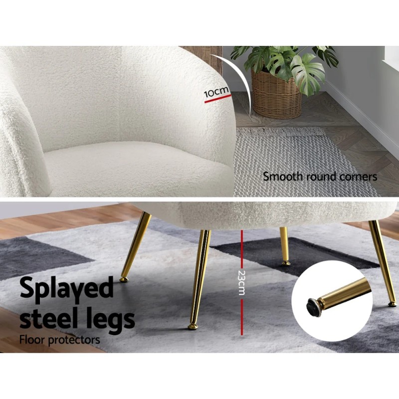 Artiss Armchair Lounge Chair Accent Chairs Armchairs Sherpa Boucle Sofa White Artiss Armchair Lounge Chair Accent Chairs Armchairs Sherpa Boucle Sofa White