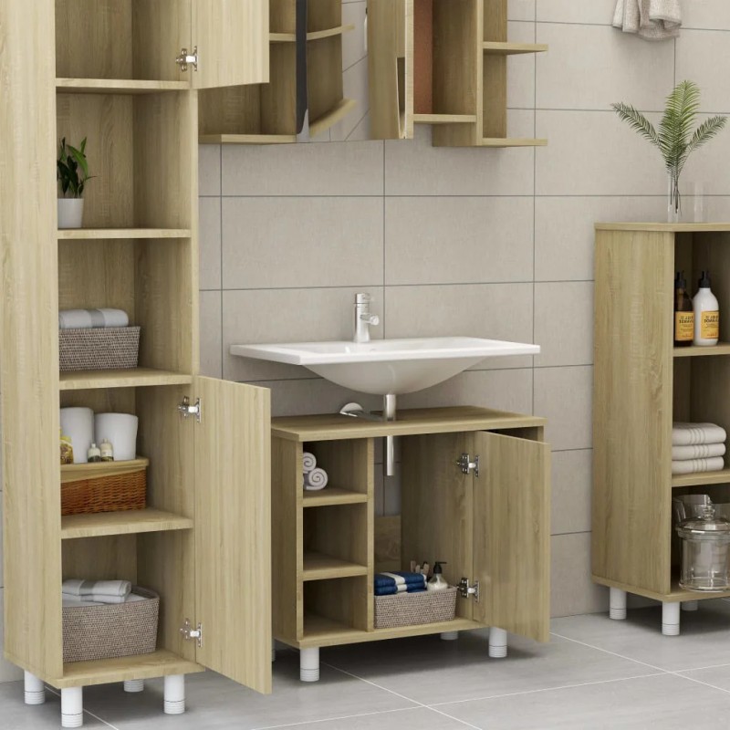 Bathroom Cabinet Sonoma Oak 60x32x53.5 cm Engineered Wood Bathroom Cabinet Sonoma Oak 60x32x53.5 cm Engineered Wood