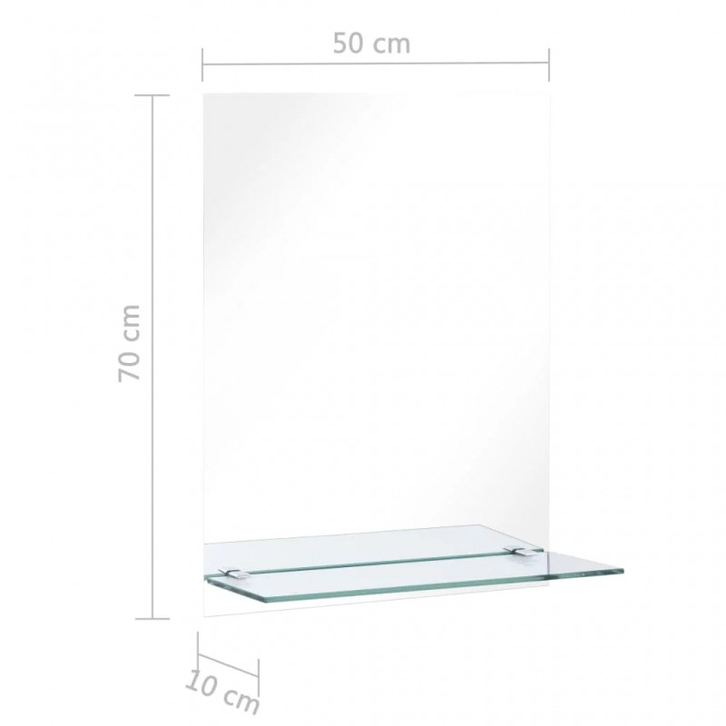 Wall Mirror with Shelf 50x70 cm Tempered Glass Wall Mirror with Shelf 50x70 cm Tempered Glass